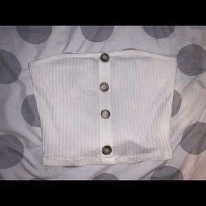 Shein White Button Down Tube Top
